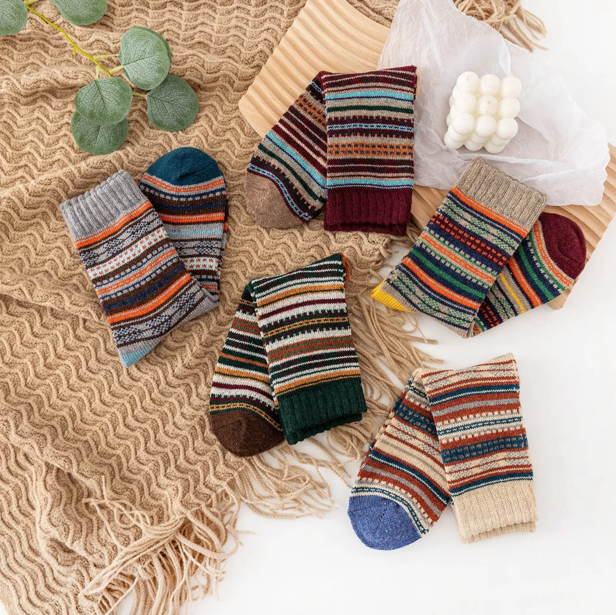 ( 5 PAIRS ) Owlkay Super Thick Wool Socks