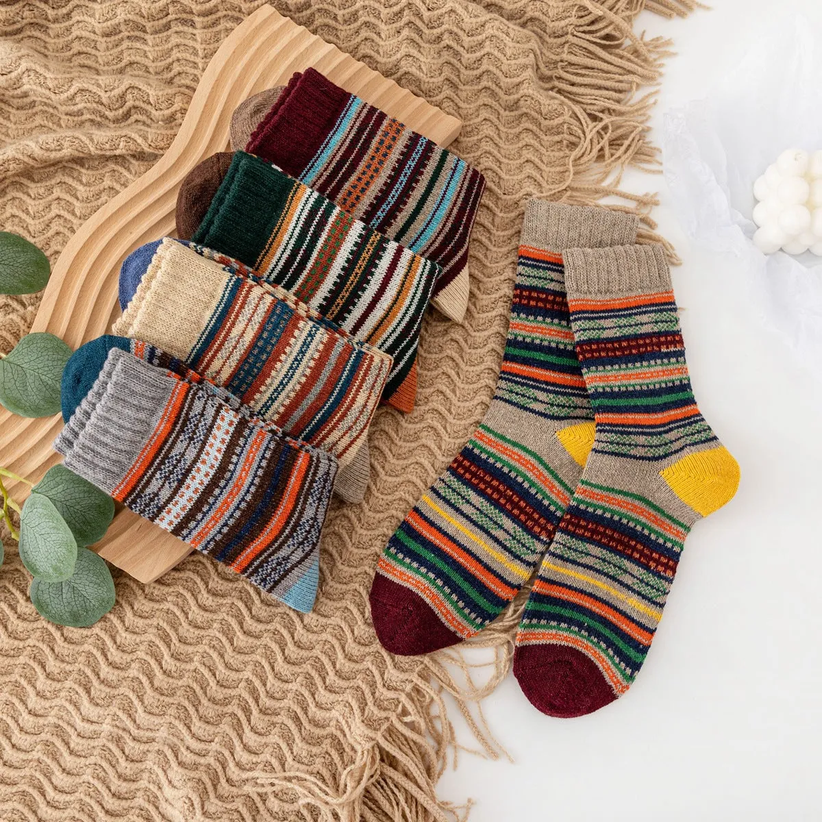 ( 5 PAIRS ) Owlkay Super Thick Wool Socks
