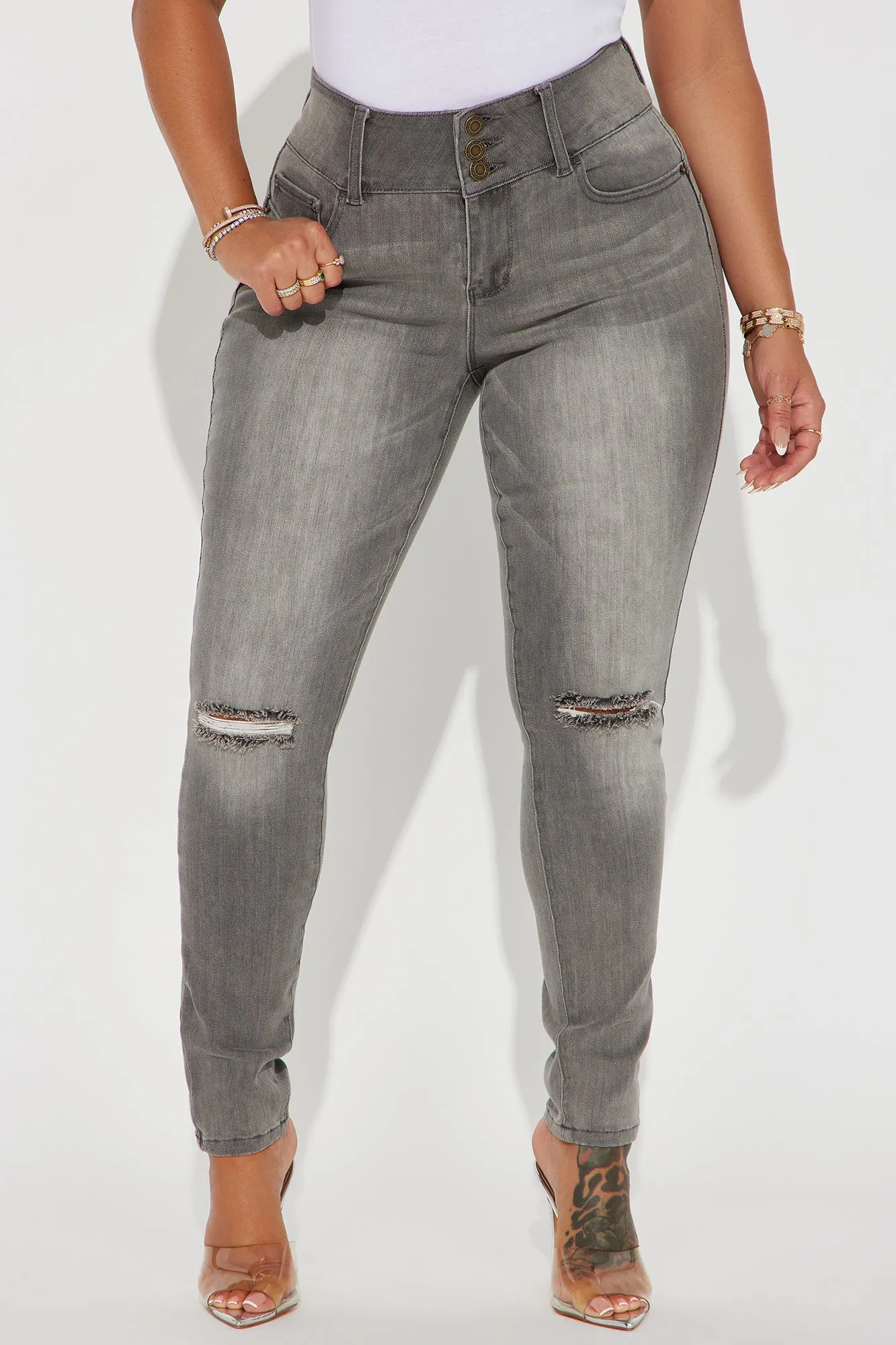Always Irreplaceable Ripped Stretch Booty Lifting Jeans - Grey