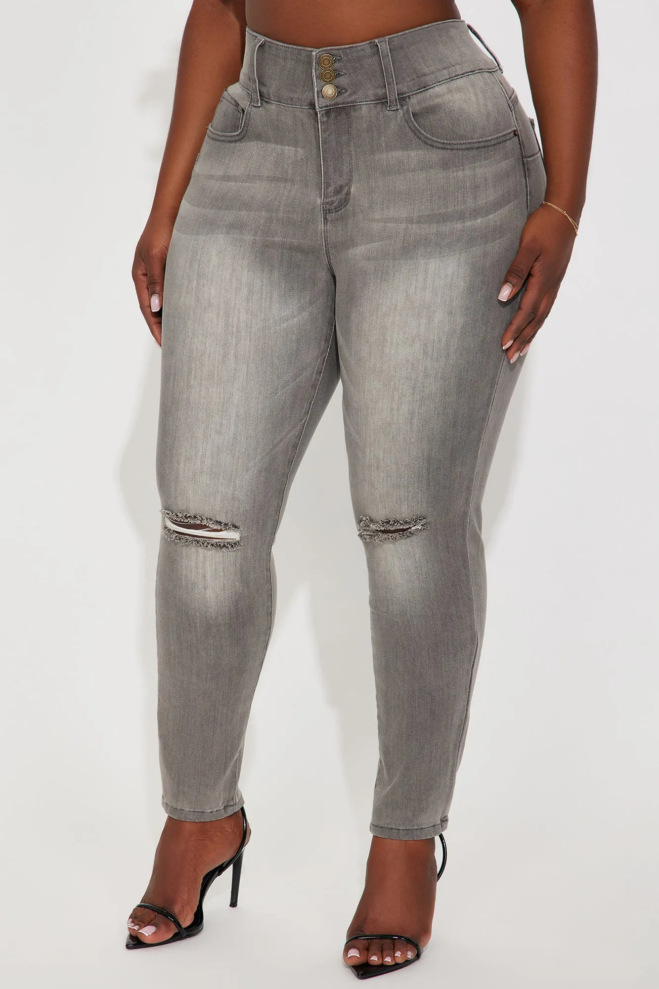 Always Irreplaceable Ripped Stretch Booty Lifting Jeans - Grey