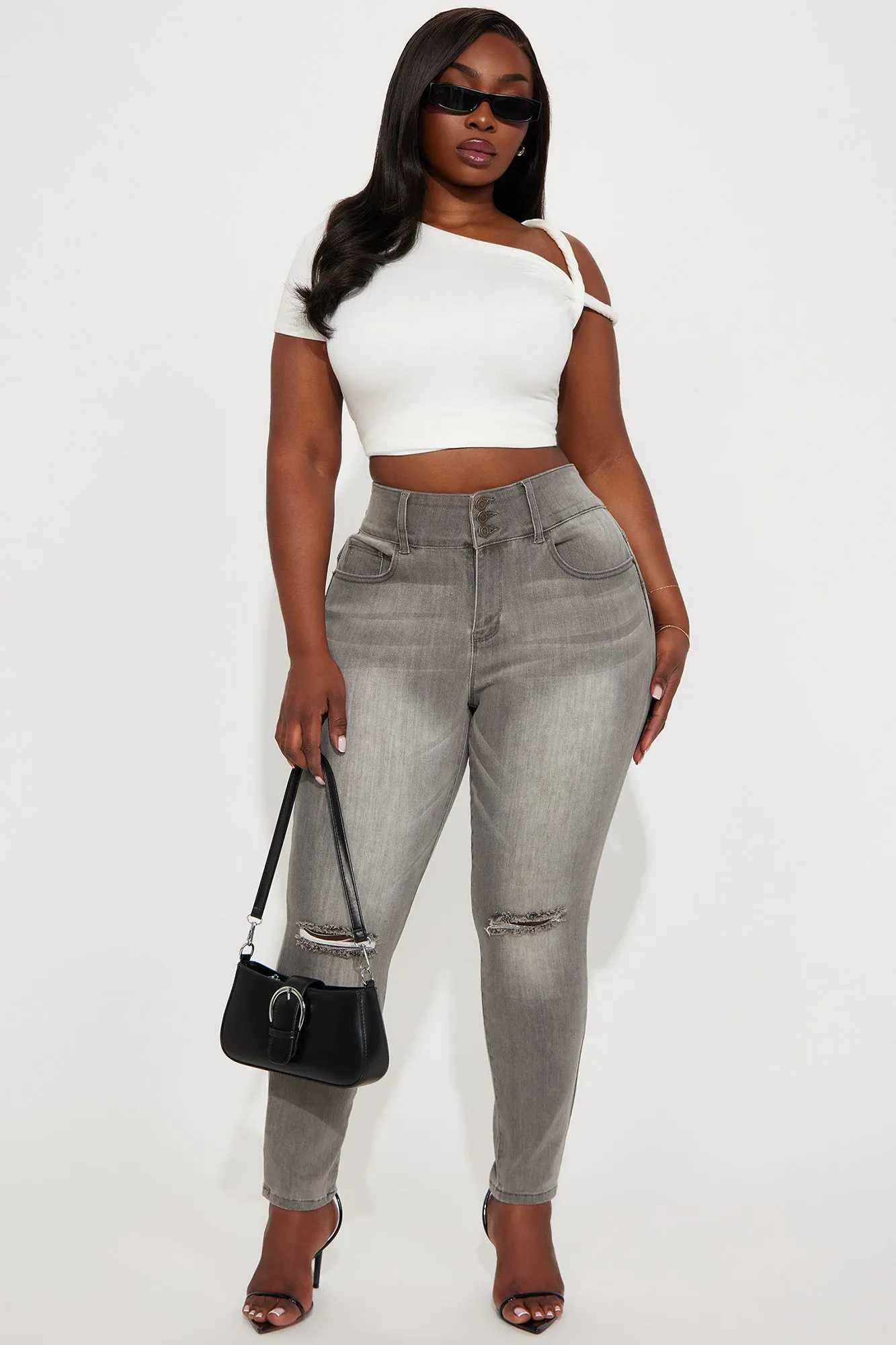 Always Irreplaceable Ripped Stretch Booty Lifting Jeans - Grey