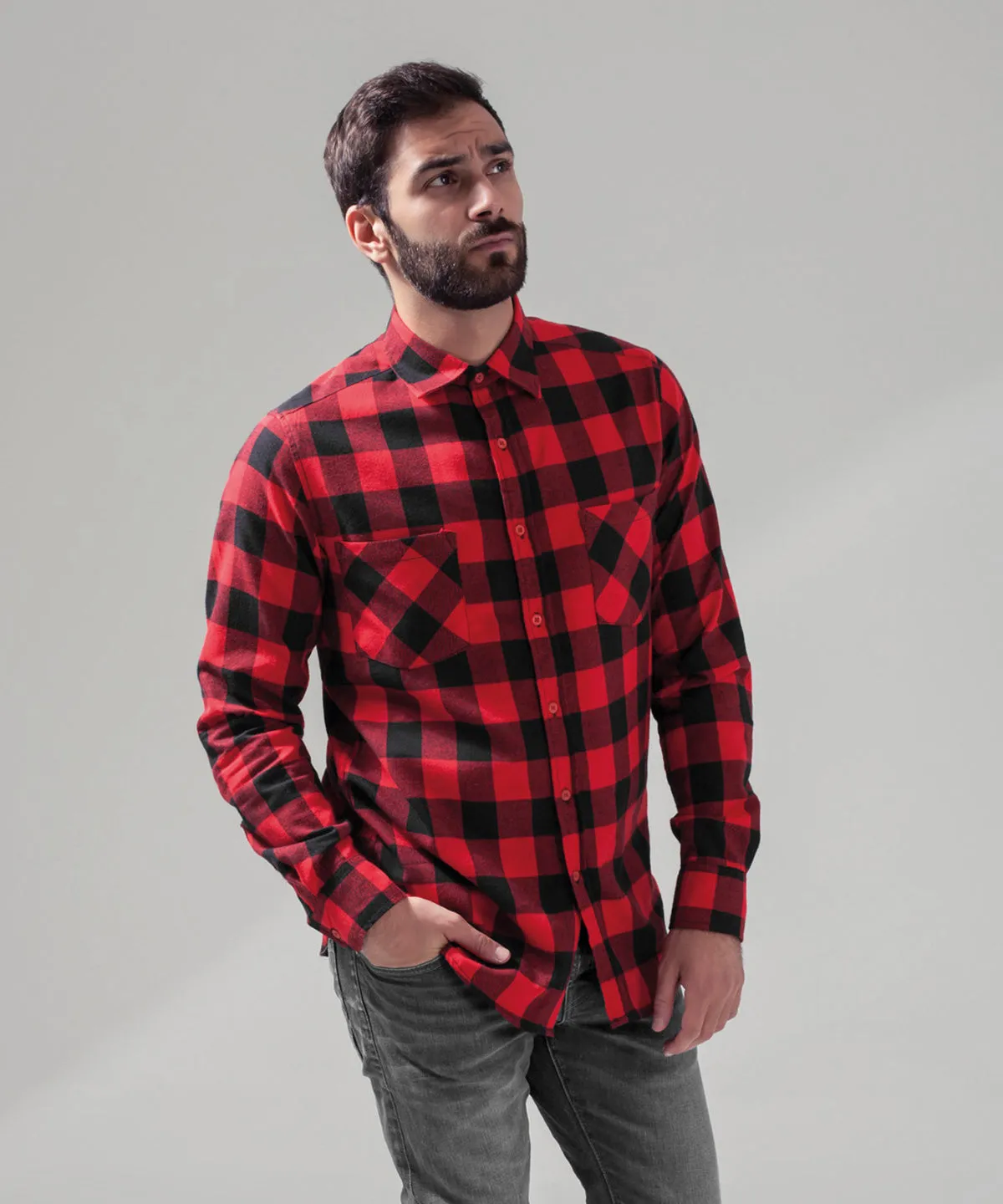 Black/White - Checked flannel shirt