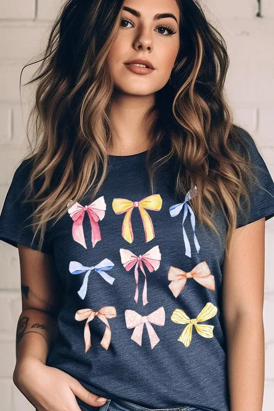 Bow Ribbon Collage Girly Graphic T Shirt
