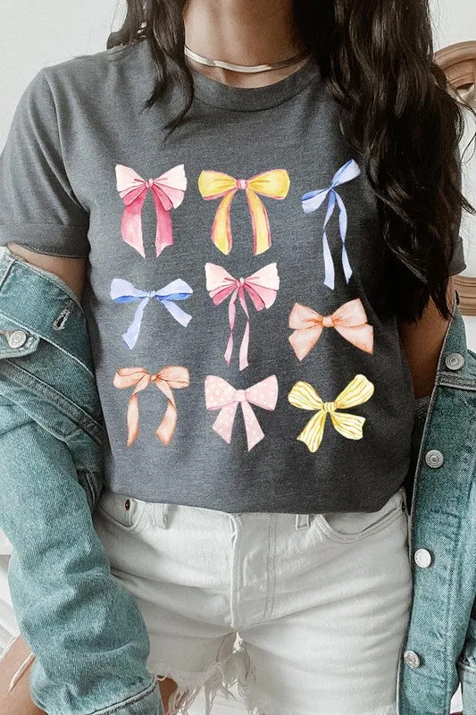Bow Ribbon Collage Girly Graphic T Shirt