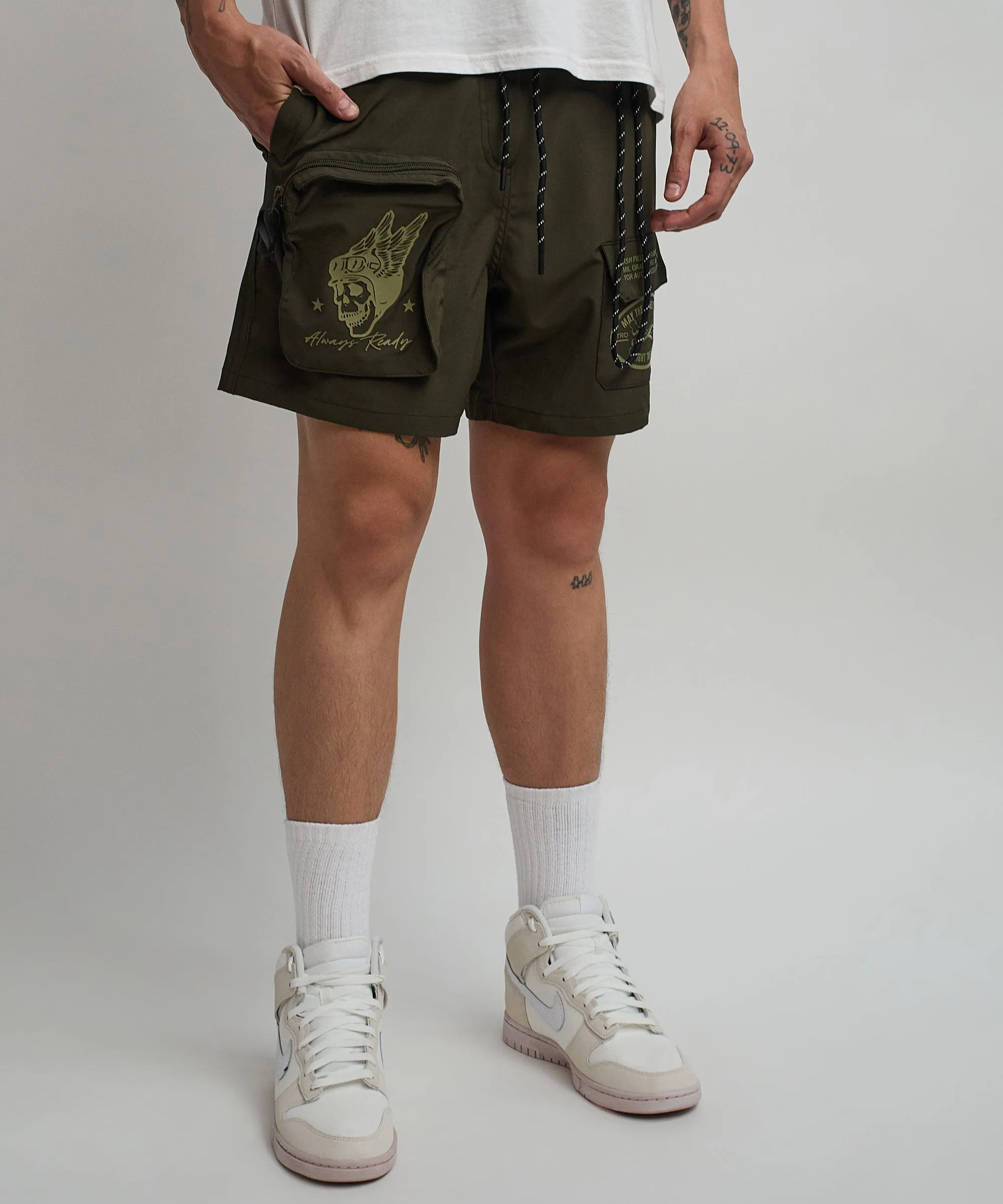 Bridges Utility Cargo Stretch Tech Nylon Shorts - Green