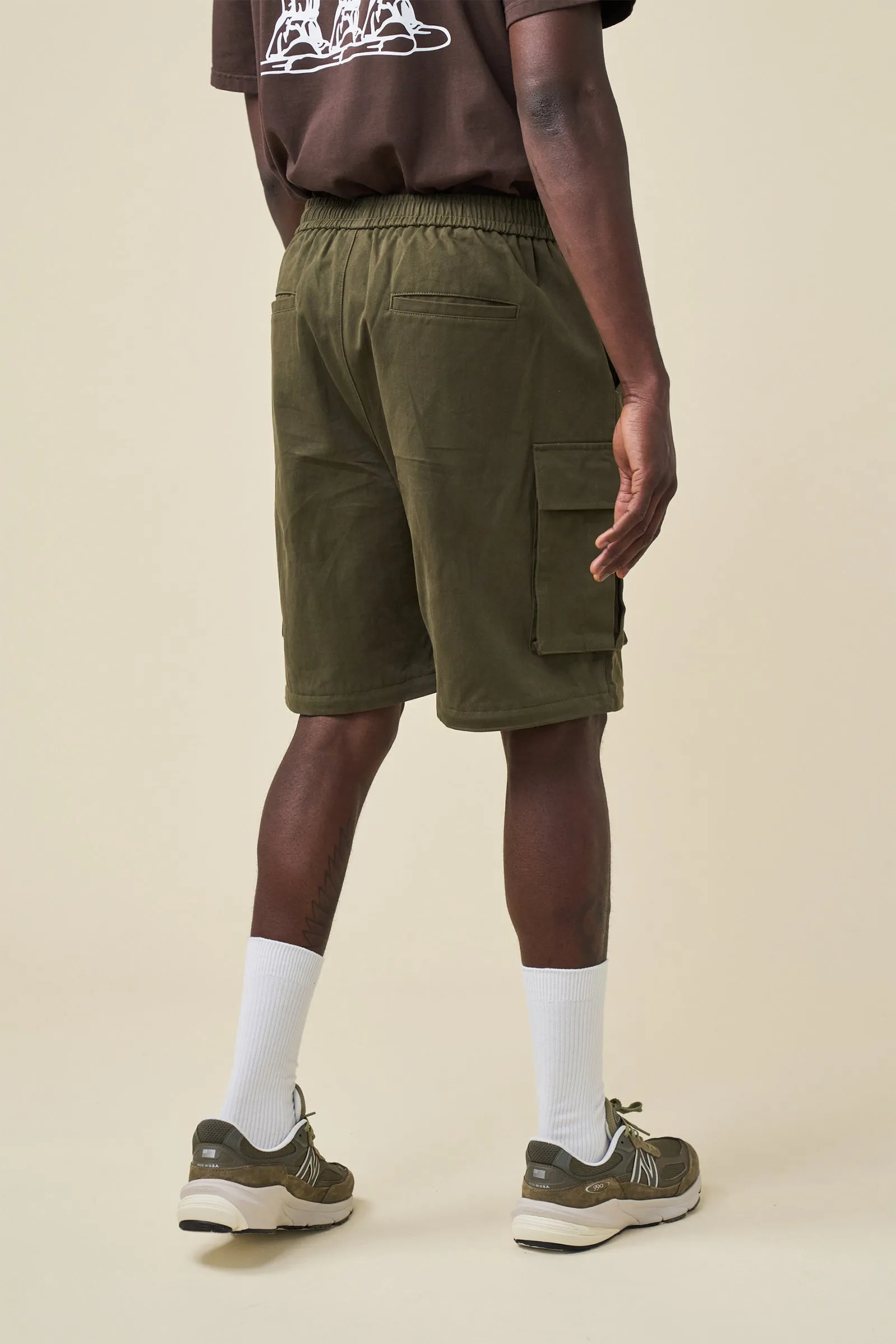 CANVAS CARGO TROUSER   SHORT ZIP OFFS - ARMY GREEN