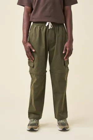 CANVAS CARGO TROUSER   SHORT ZIP OFFS - ARMY GREEN