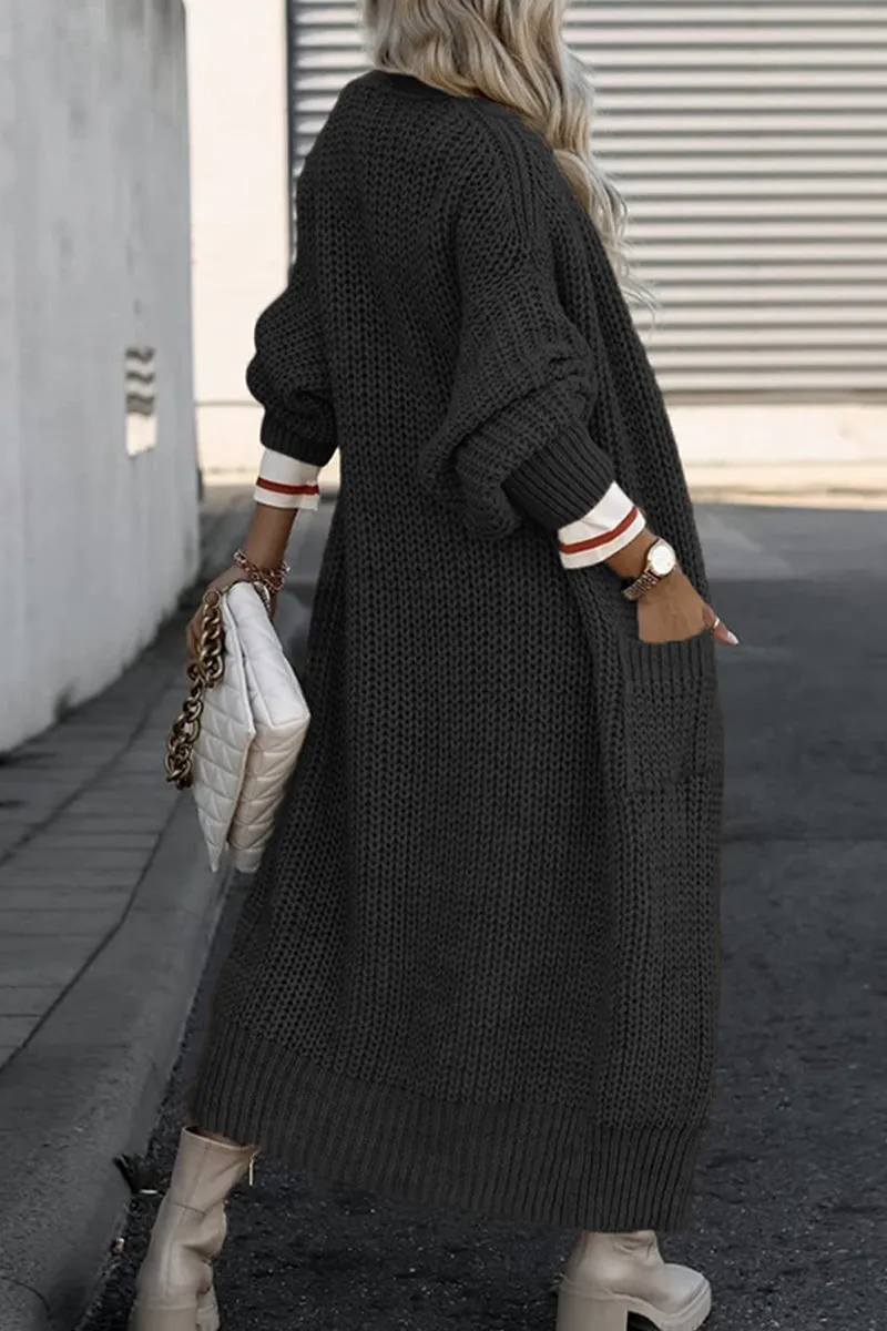 Casual Solid Pocket V Neck Outerwear