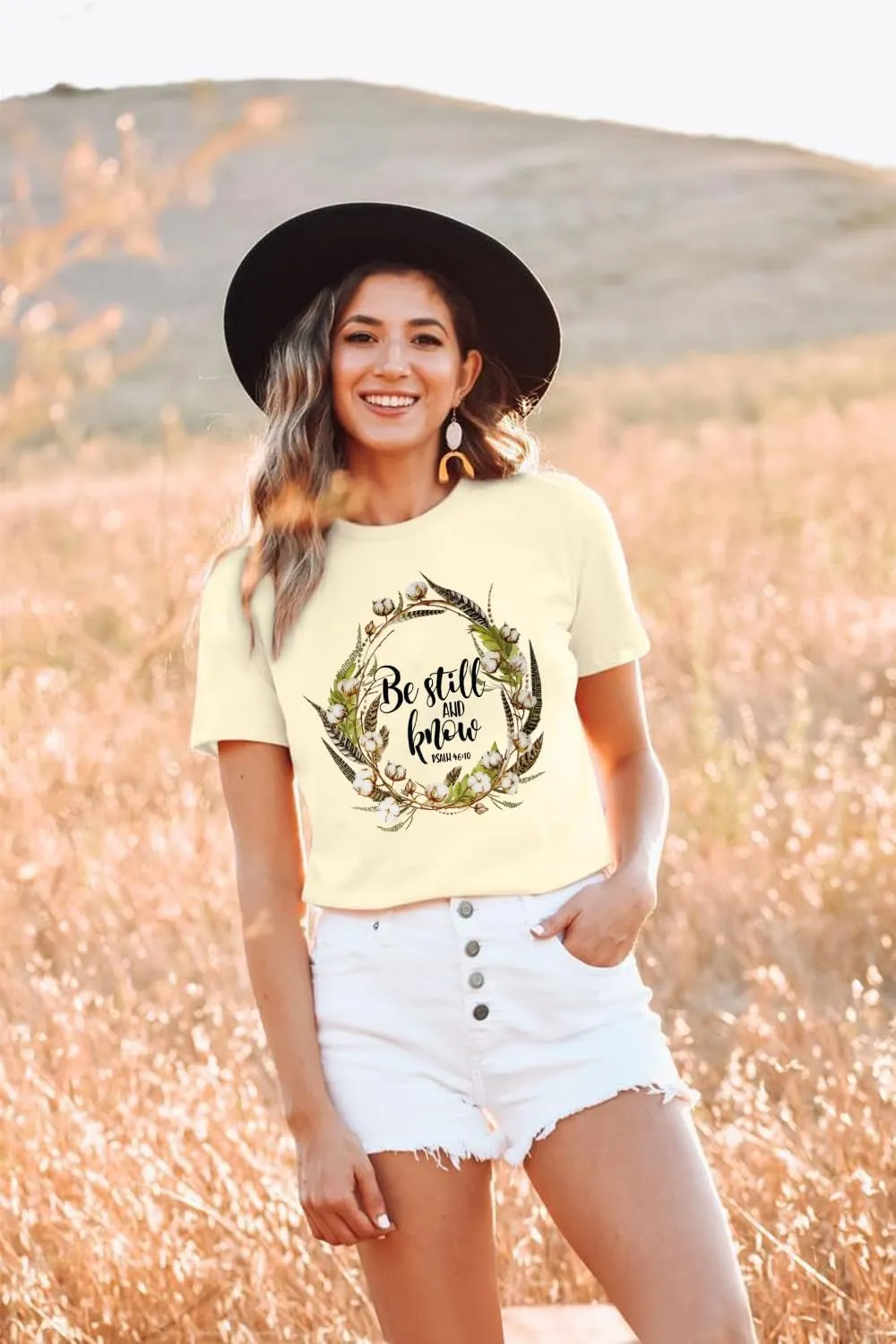 Christian Be Still and Know Shirts for Women Summer Casual T Shirts