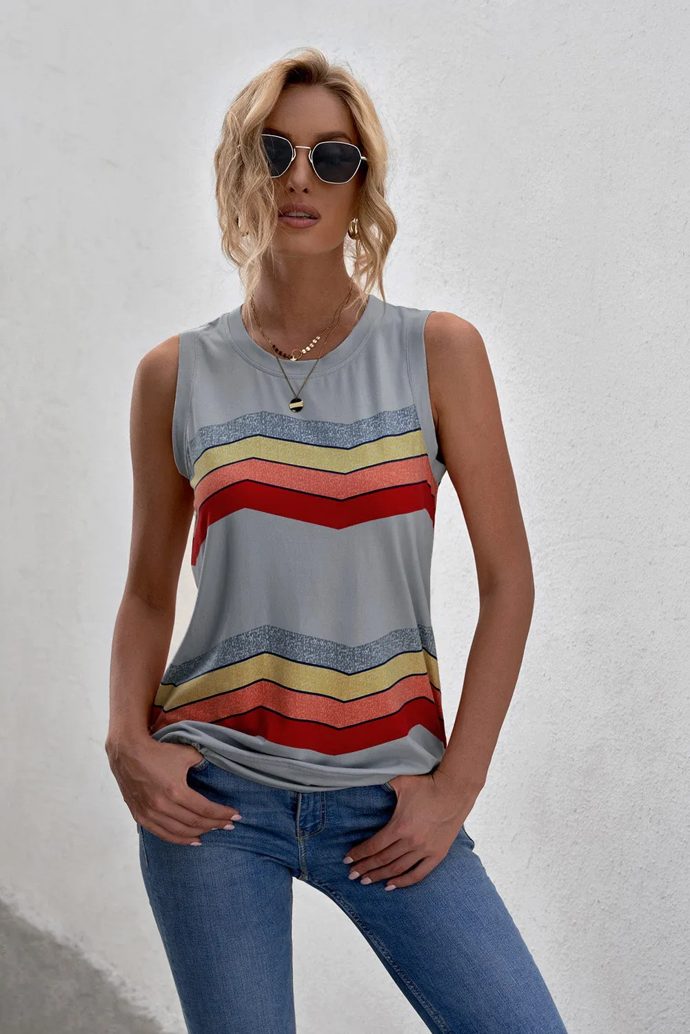 Color Block Stripes Tank Top