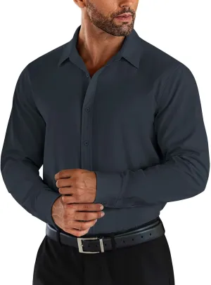 COOFANDY Men's Business Dress Shirts Wrinkle Free Long Sleeve Regular Fit Dress Shirt Textured Casual Button Down Shirts