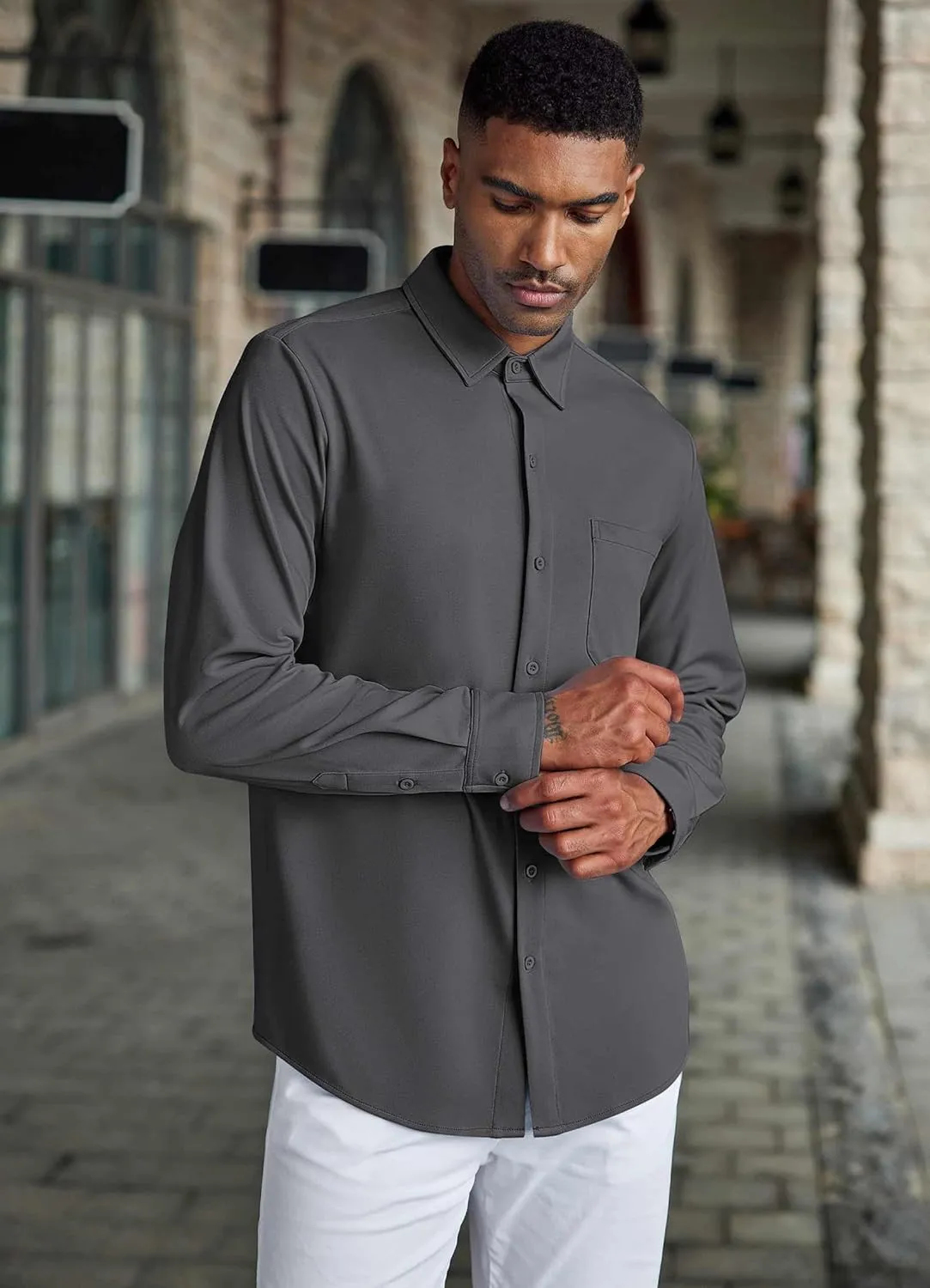 COOFANDY Men's Wrinkle Free Shirts Casual Long Sleeve Button Down Dress Shirts