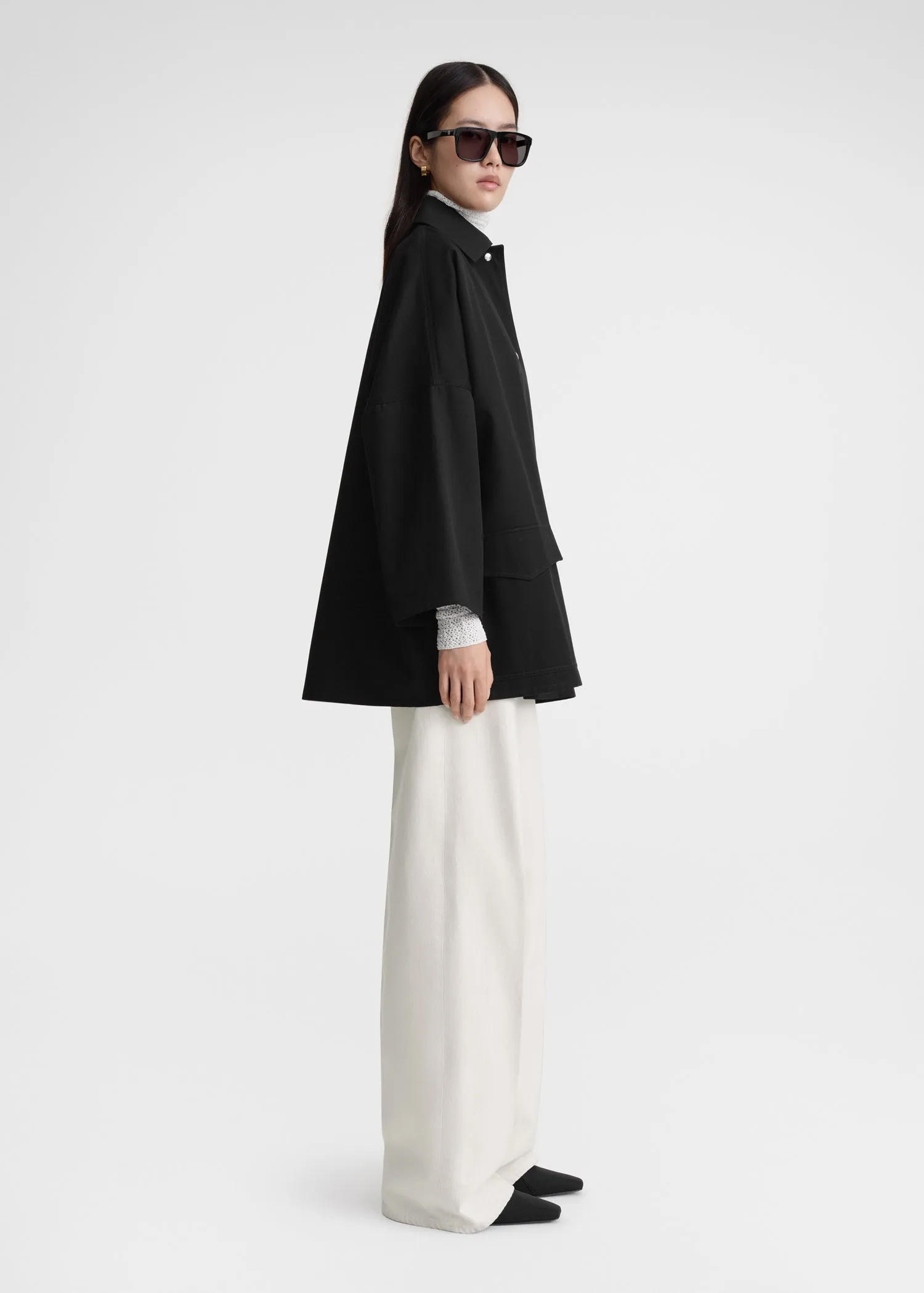 Cotton twill overshirt jacket black