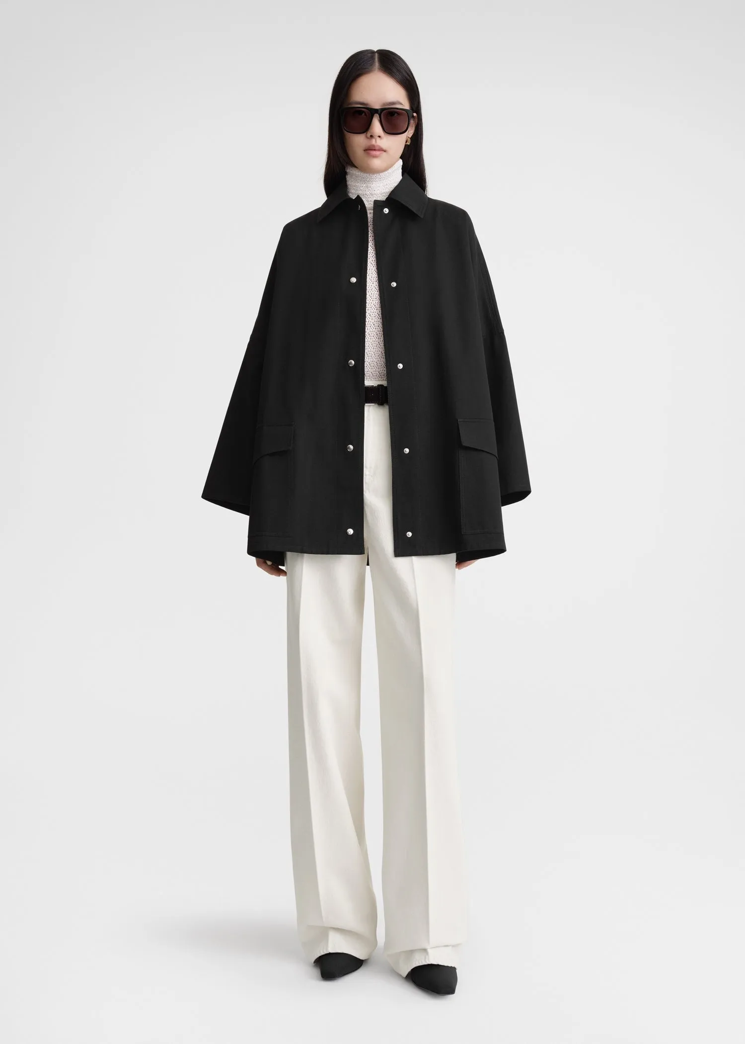 Cotton twill overshirt jacket black