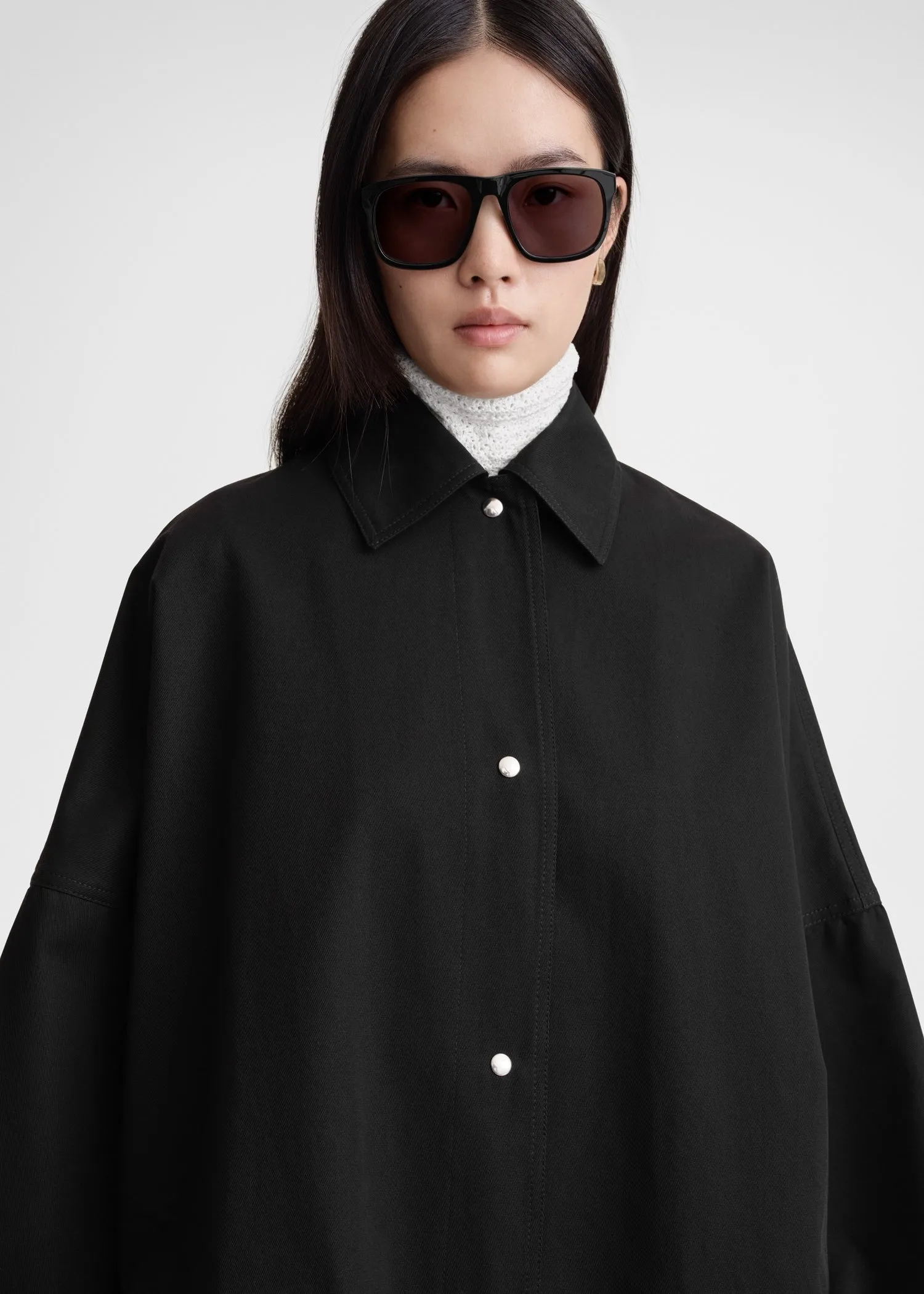 Cotton twill overshirt jacket black
