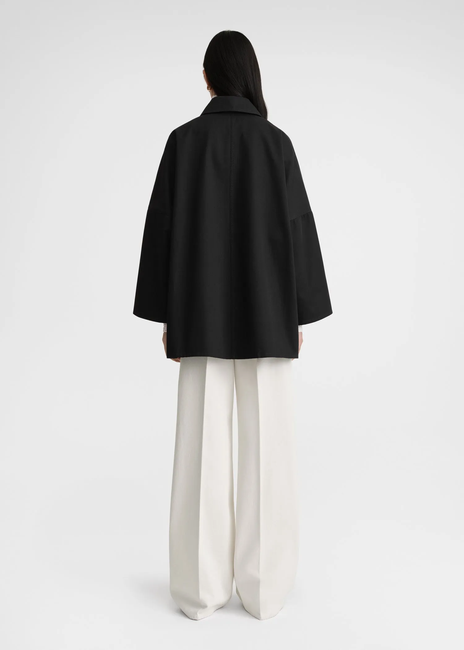 Cotton twill overshirt jacket black