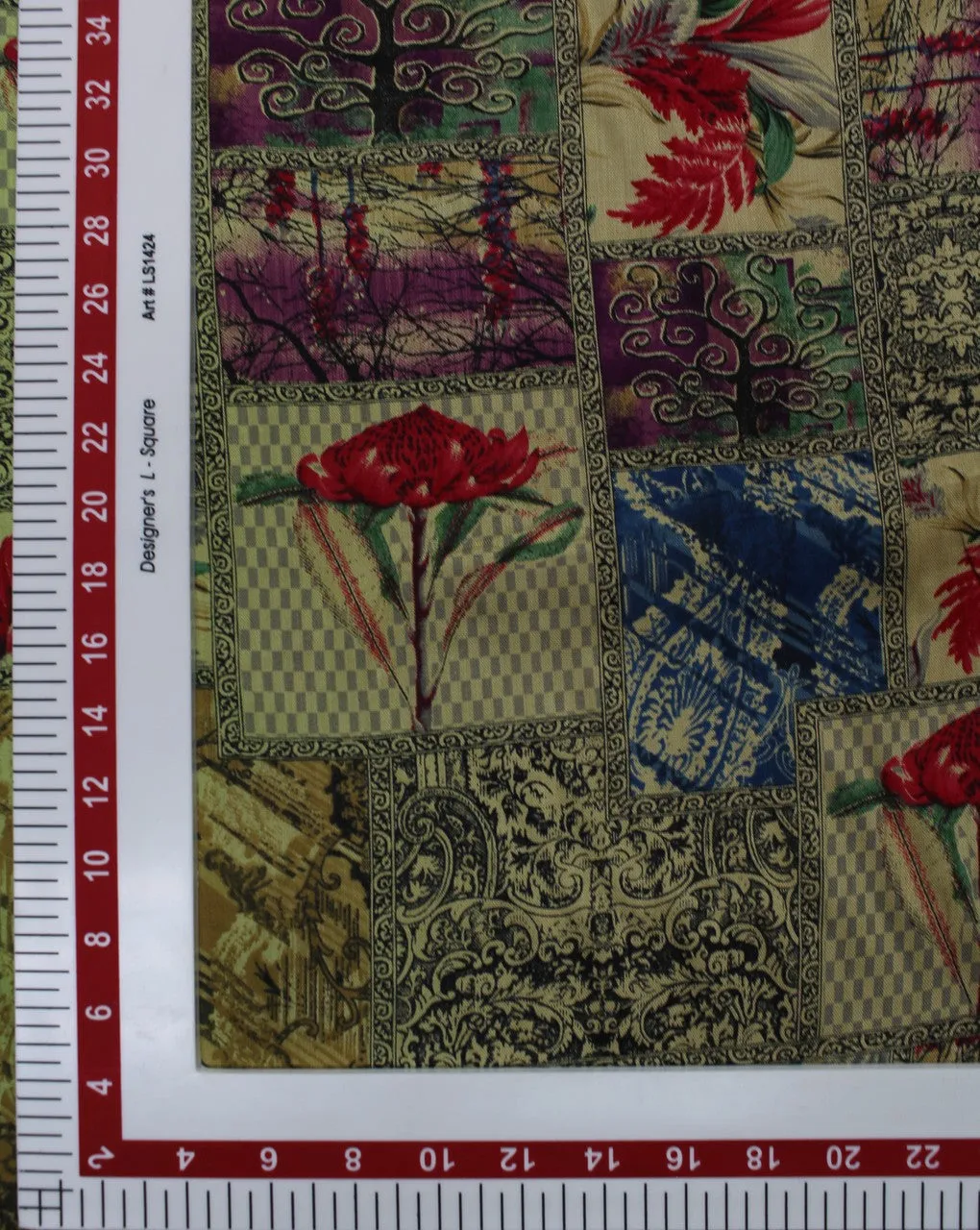 Cream And Multicolor Floral Design Rayon Fabric