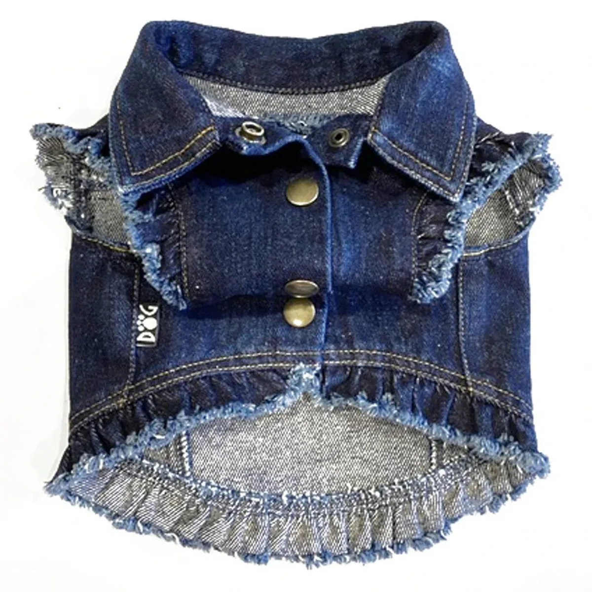 Custom Sweet Butterfly Denim Dog Jacket With Ruffles