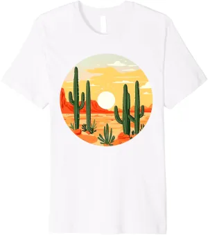 Desert Sunset Cactus Nature Lover Adventurers Premium T-Shirt