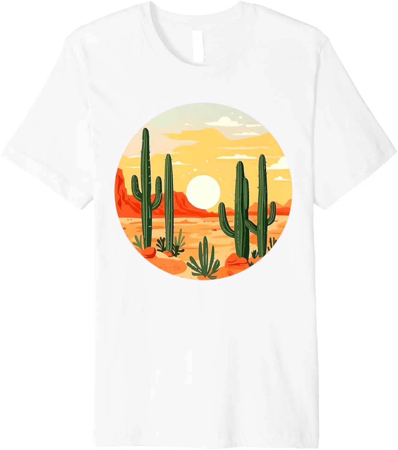 Desert Sunset Cactus Nature Lover Adventurers Premium T-Shirt