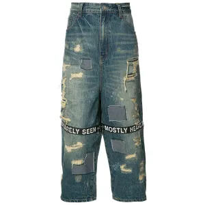DESTROYED TICKER FEED JEANS