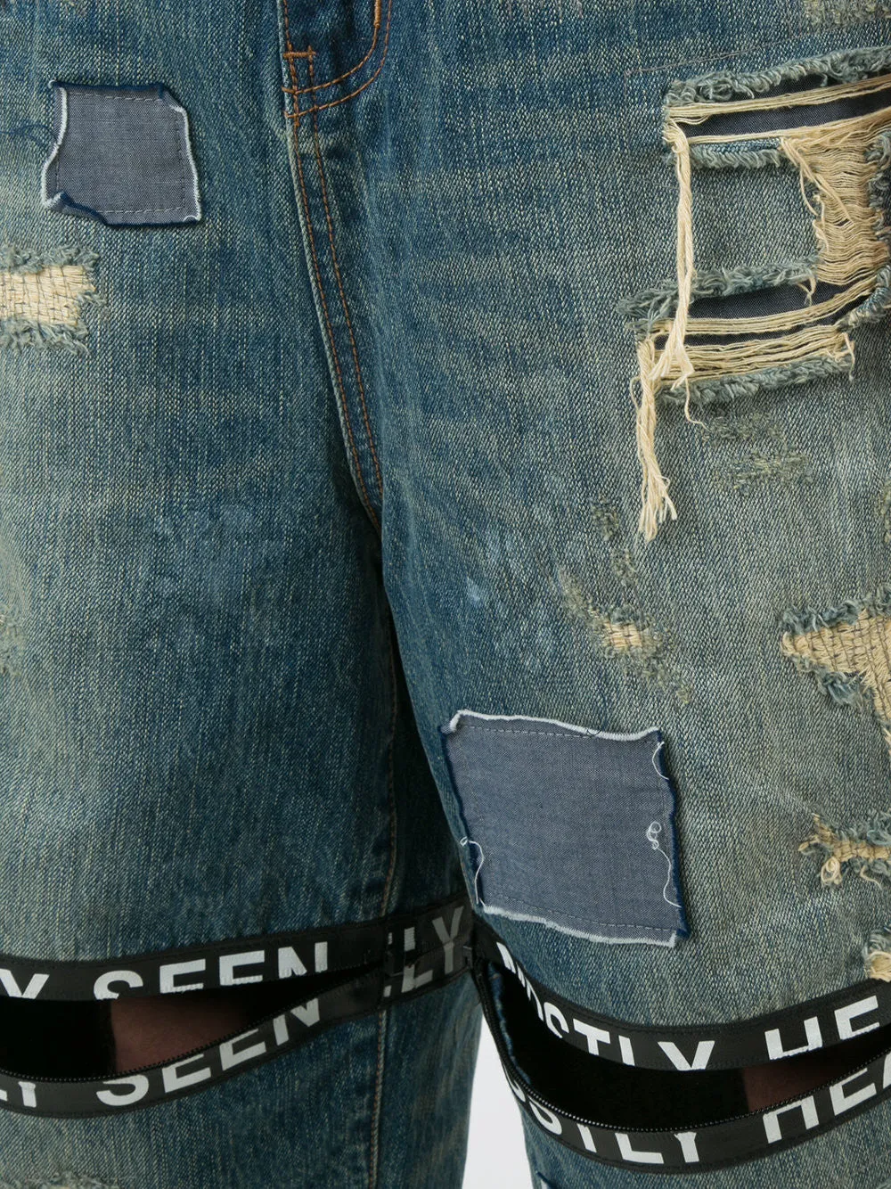 DESTROYED TICKER FEED JEANS