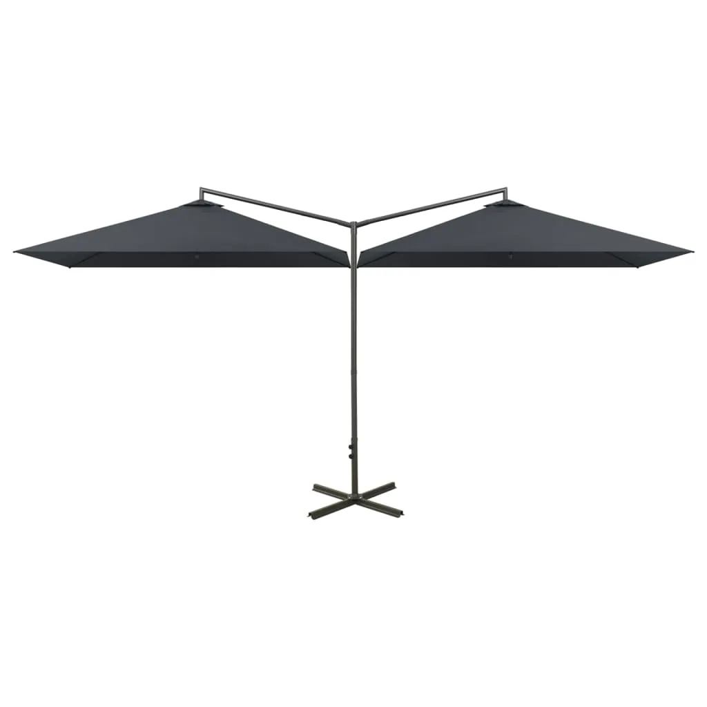 Double Parasol with Steel Pole Anthracite 600x300 cm