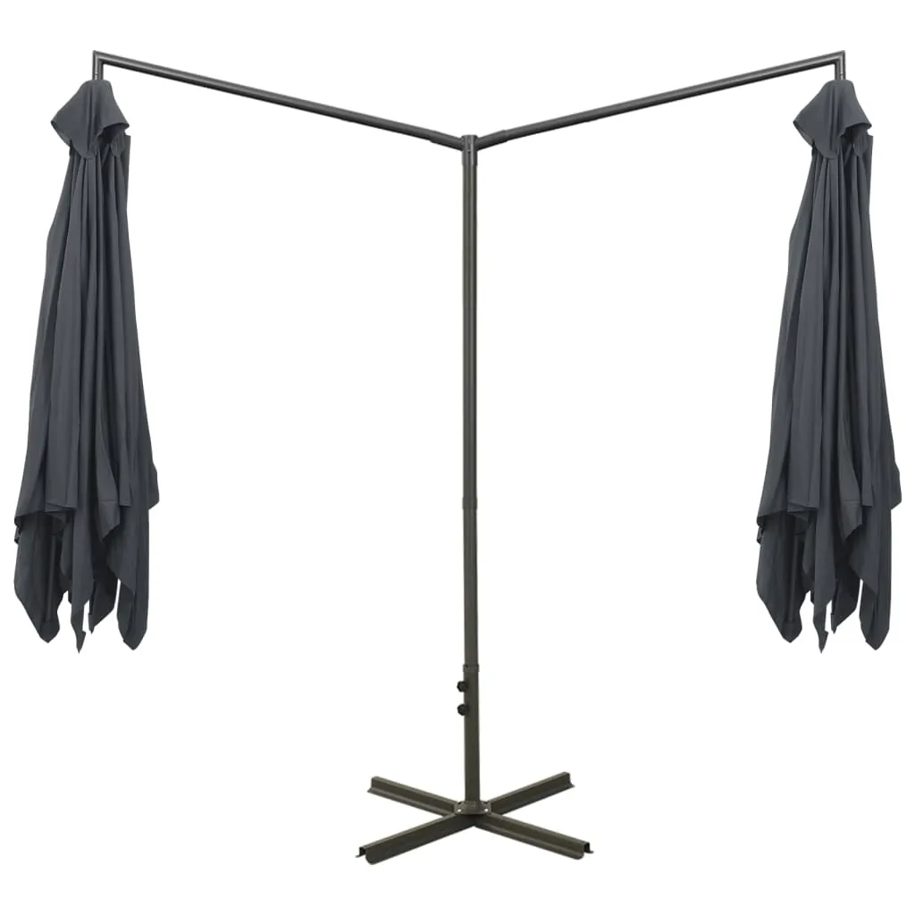 Double Parasol with Steel Pole Anthracite 600x300 cm