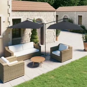 Double Parasol with Steel Pole Anthracite 600x300 cm