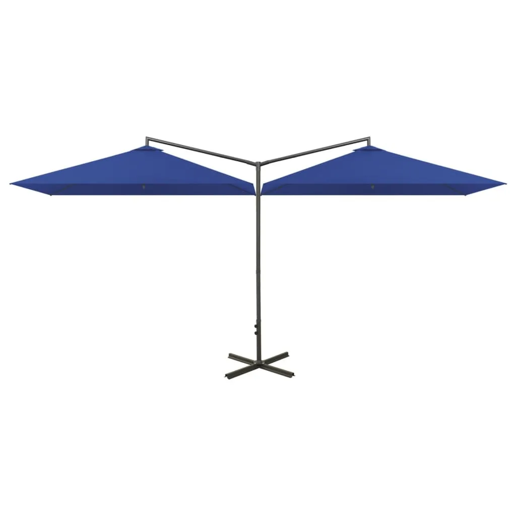 Double Parasol with Steel Pole Azure Blue 600x300 cm