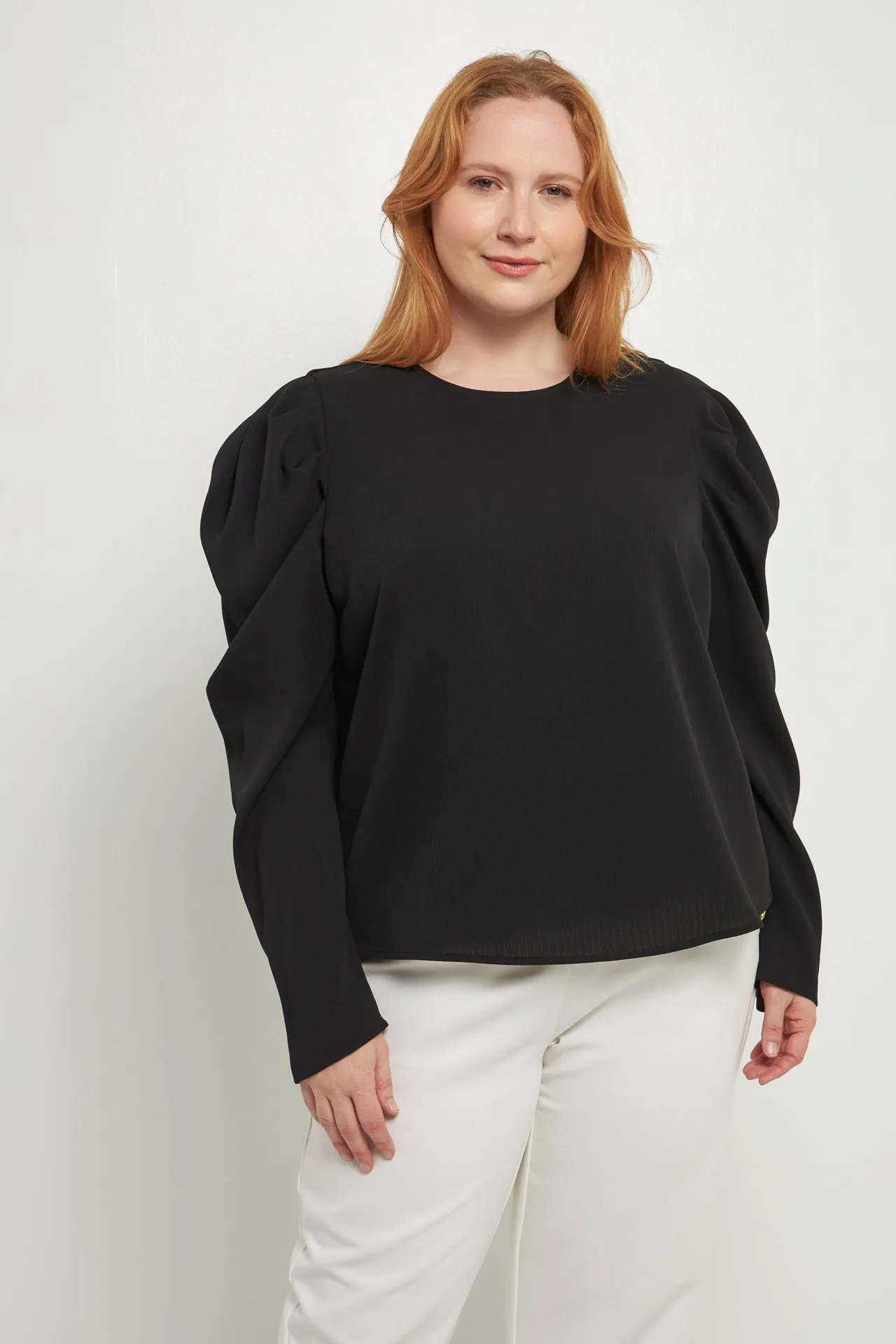 English Factory - Plus Size Puff Long Sleeve Top