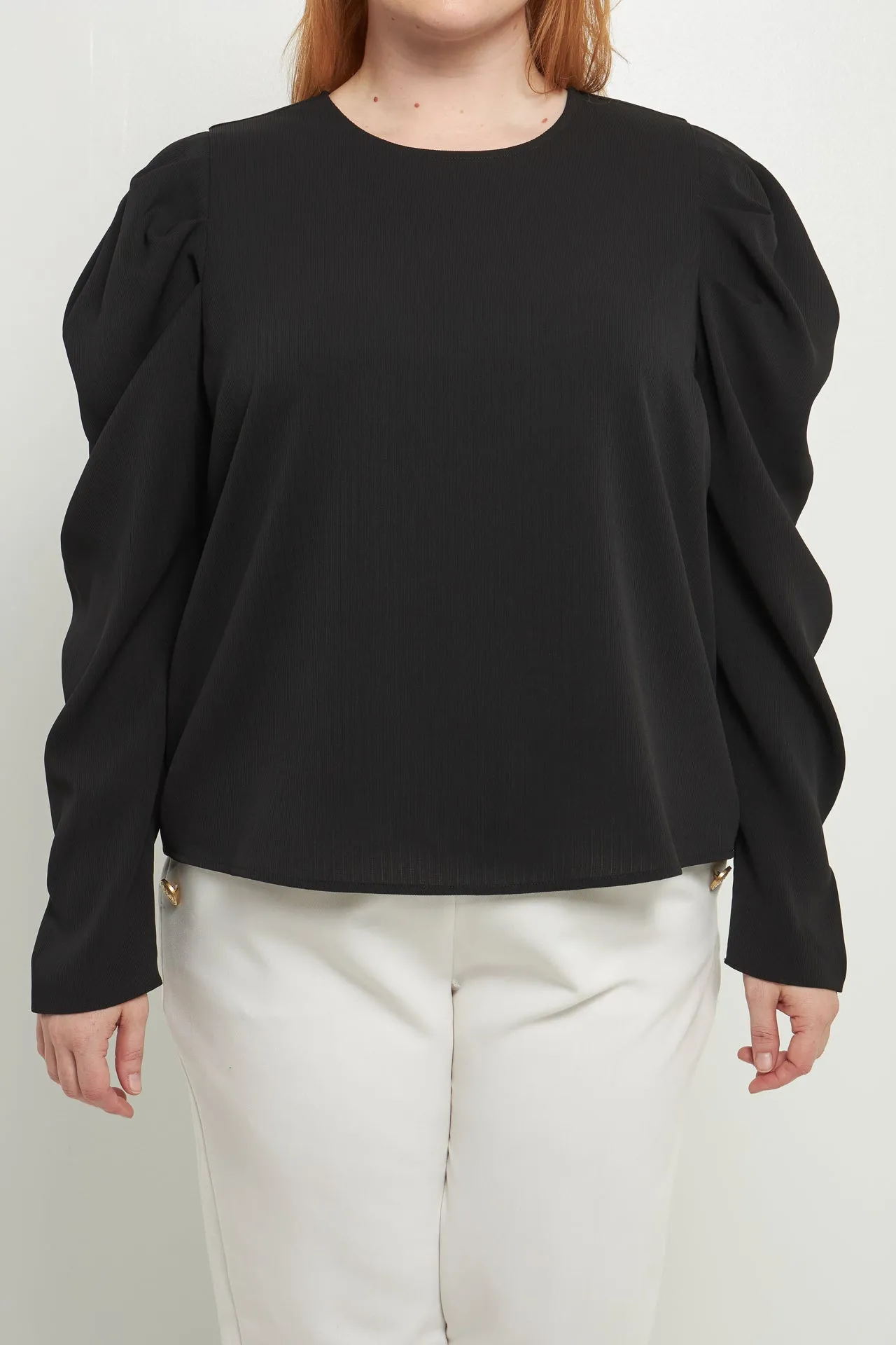 English Factory - Plus Size Puff Long Sleeve Top