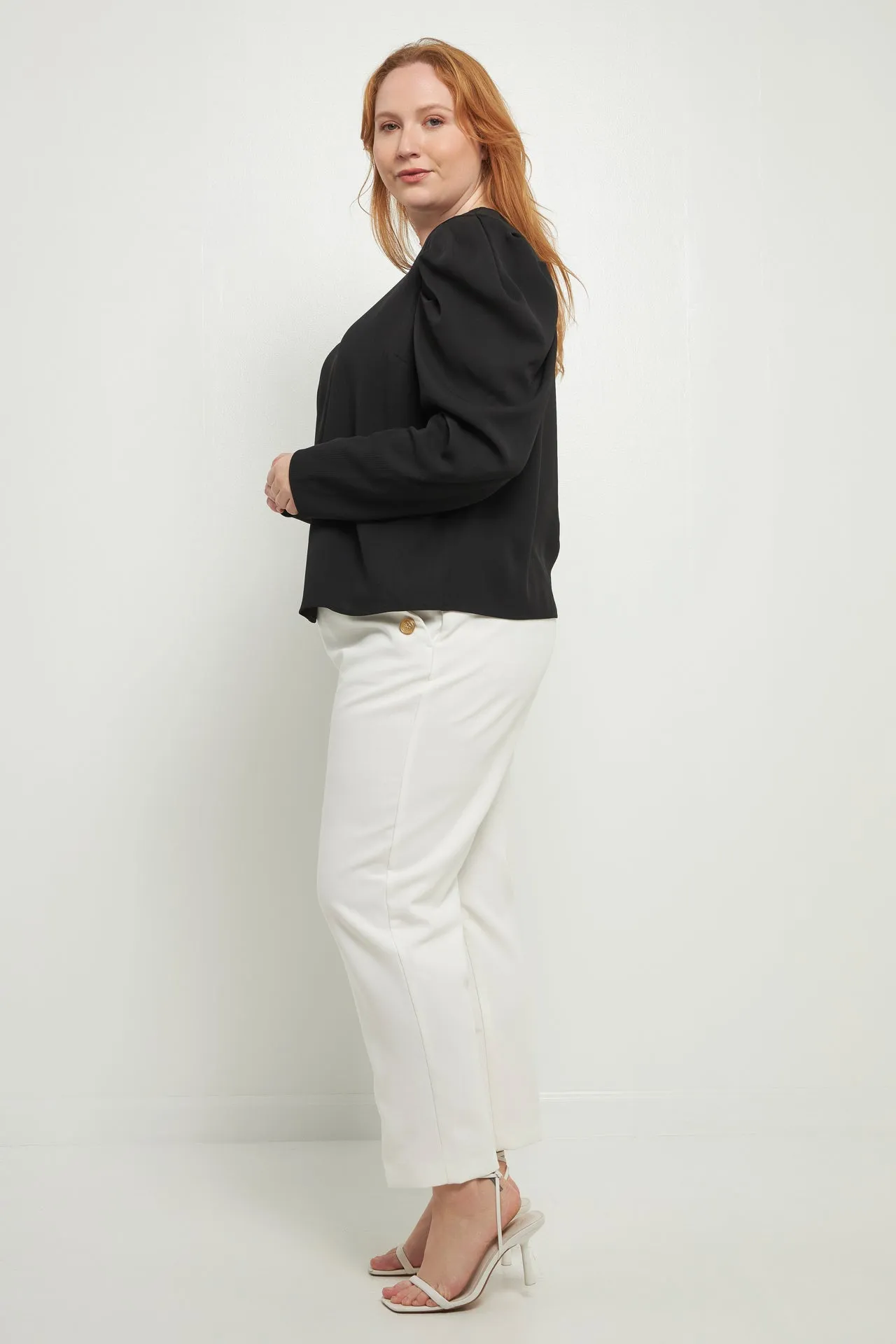 English Factory - Plus Size Puff Long Sleeve Top