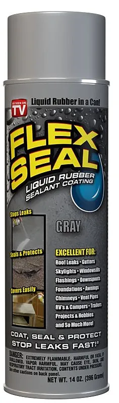 Flex Seal US473SL20 Rubberized Spray Coating, Gray, 14 oz, Can :CAN: QUANTITY: 1