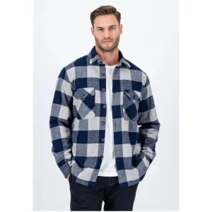 Fynch-Hatton Checked Flannel Overshirt Navy 14096043