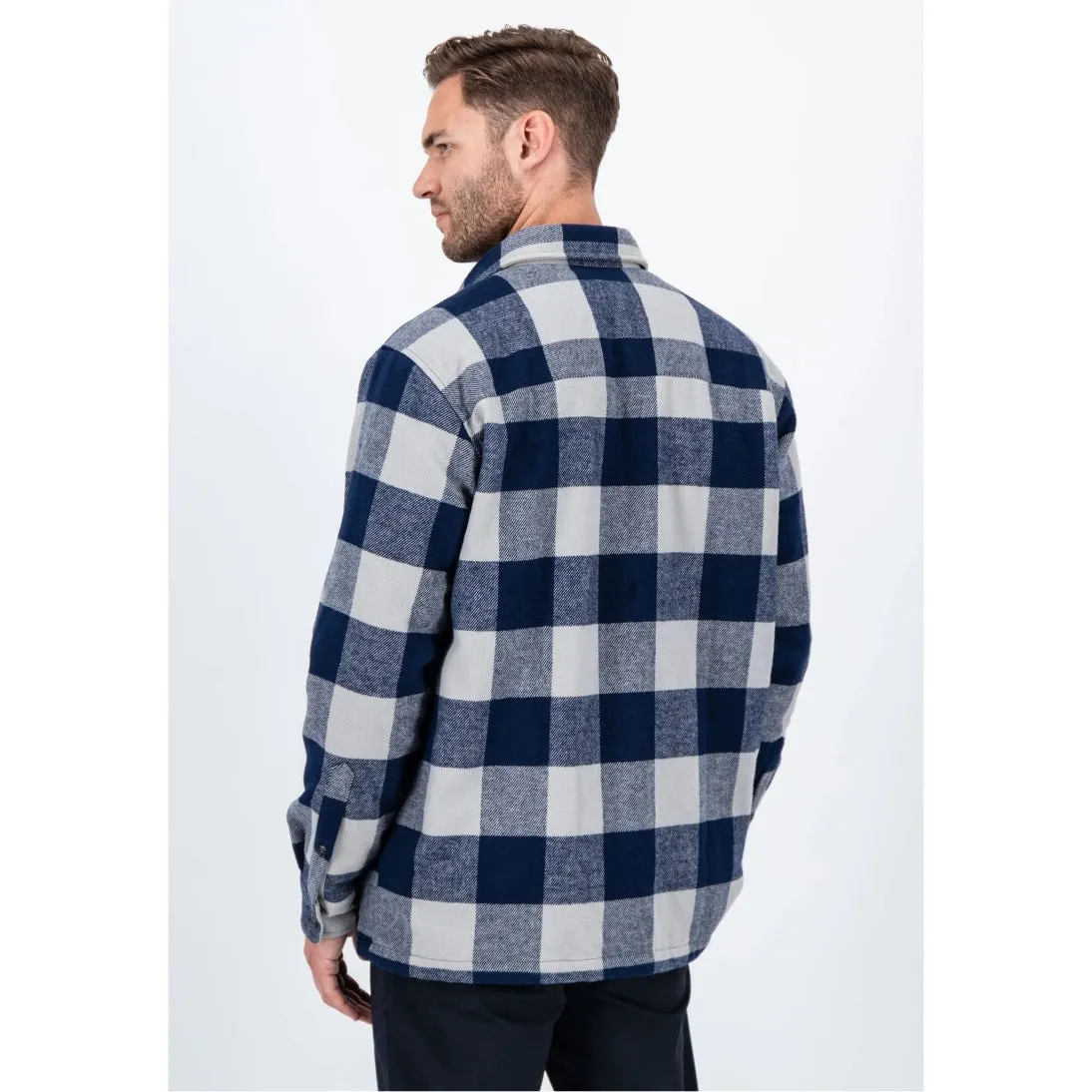 Fynch-Hatton Checked Flannel Overshirt Navy 14096043