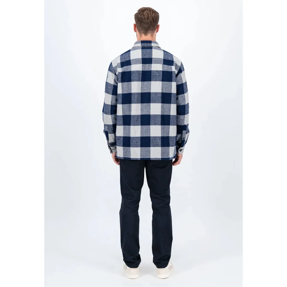 Fynch-Hatton Checked Flannel Overshirt Navy 14096043
