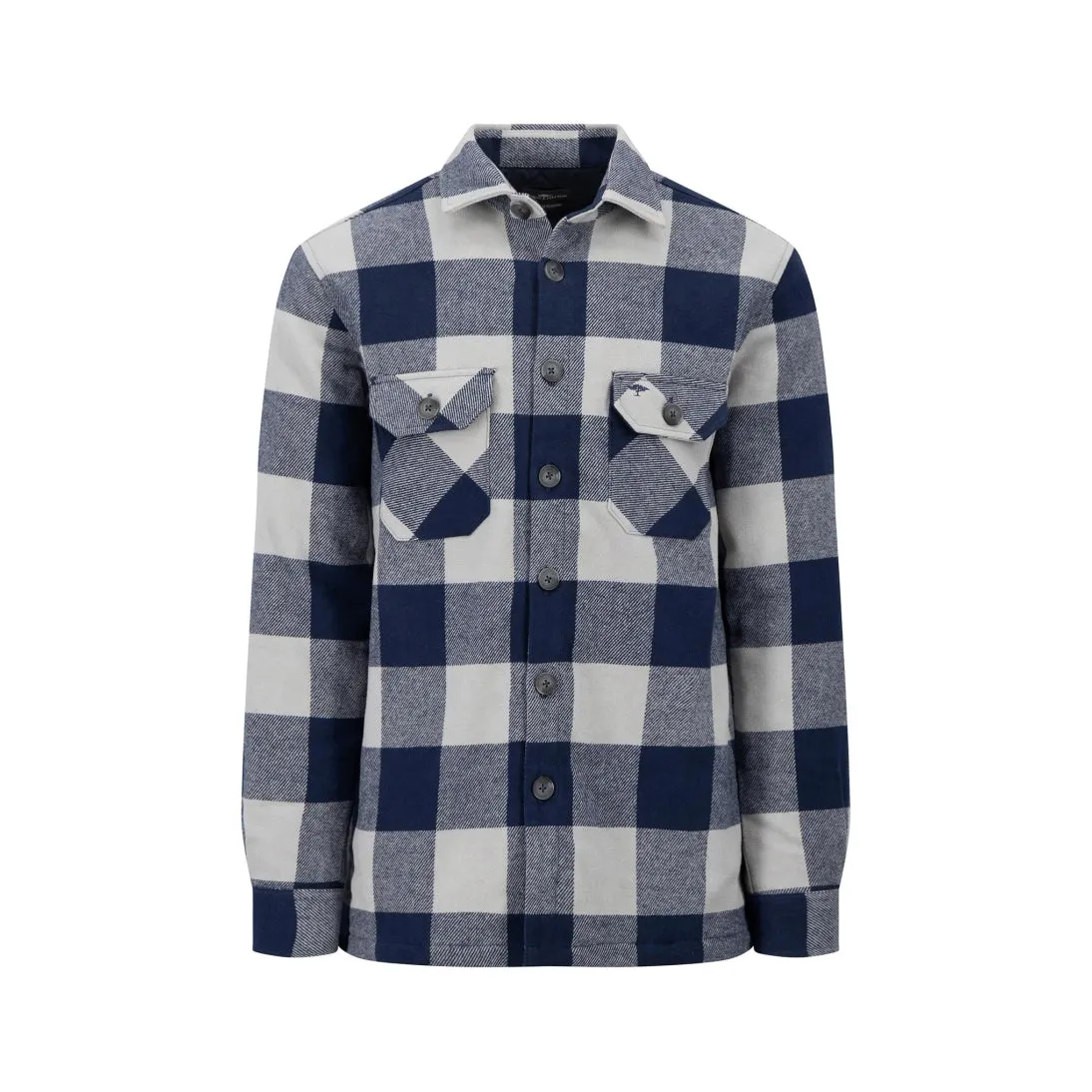 Fynch-Hatton Checked Flannel Overshirt Navy 14096043