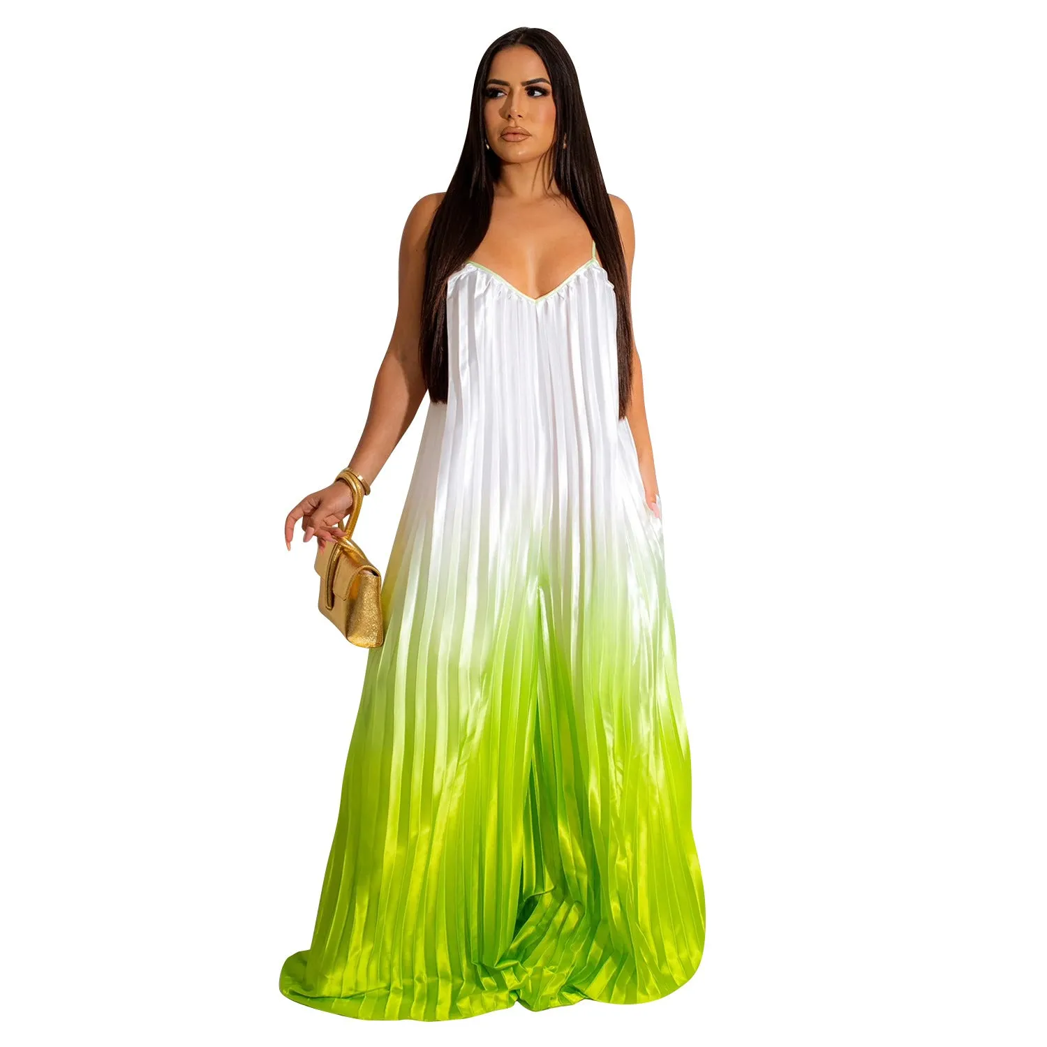 Gabrielle Gradient Pleated Loose Jumpsuits