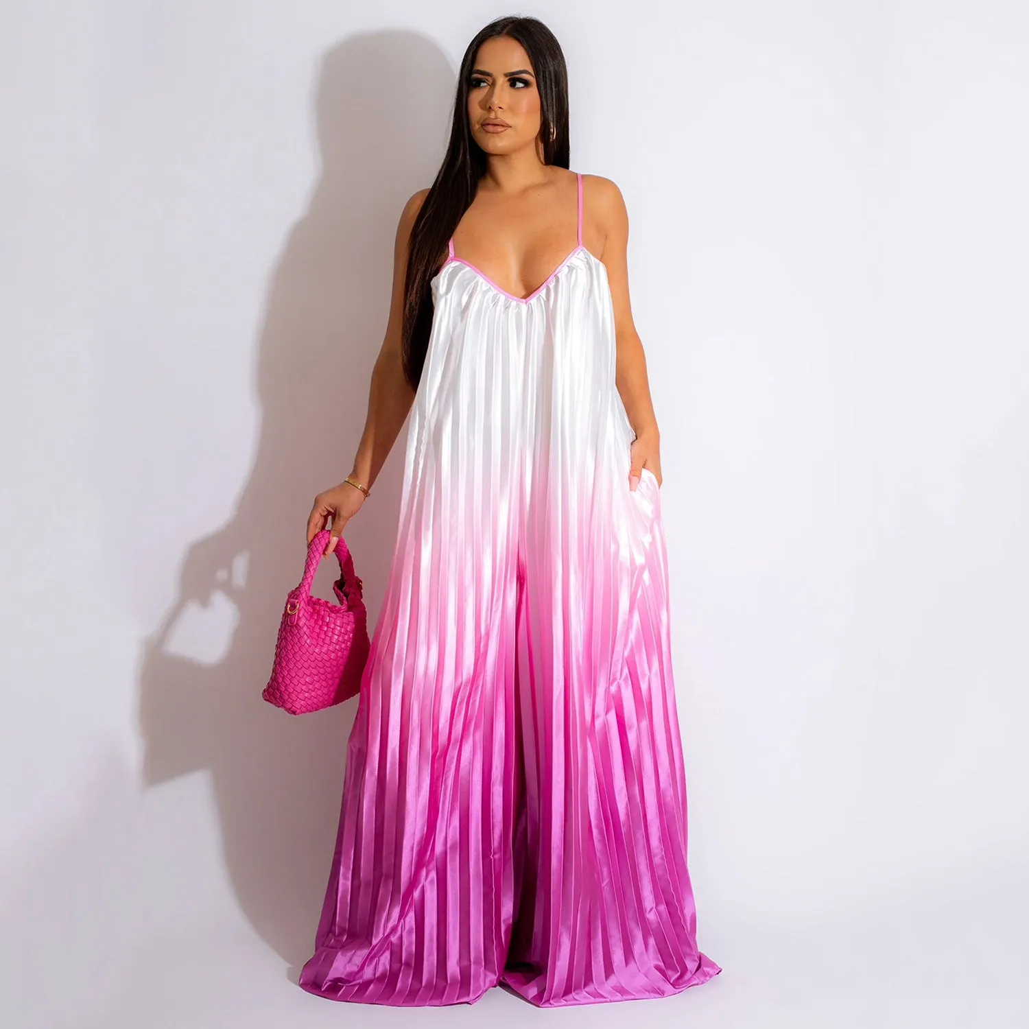 Gabrielle Gradient Pleated Loose Jumpsuits
