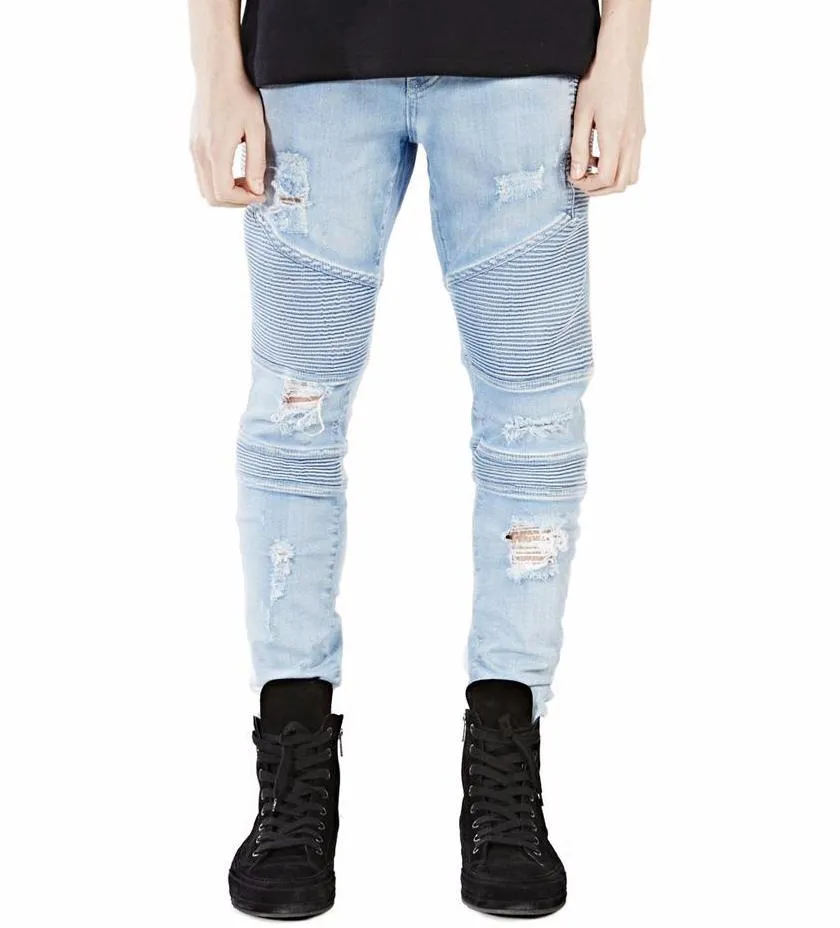 Hi-Street Ripped Slim Fit Biker Jeans