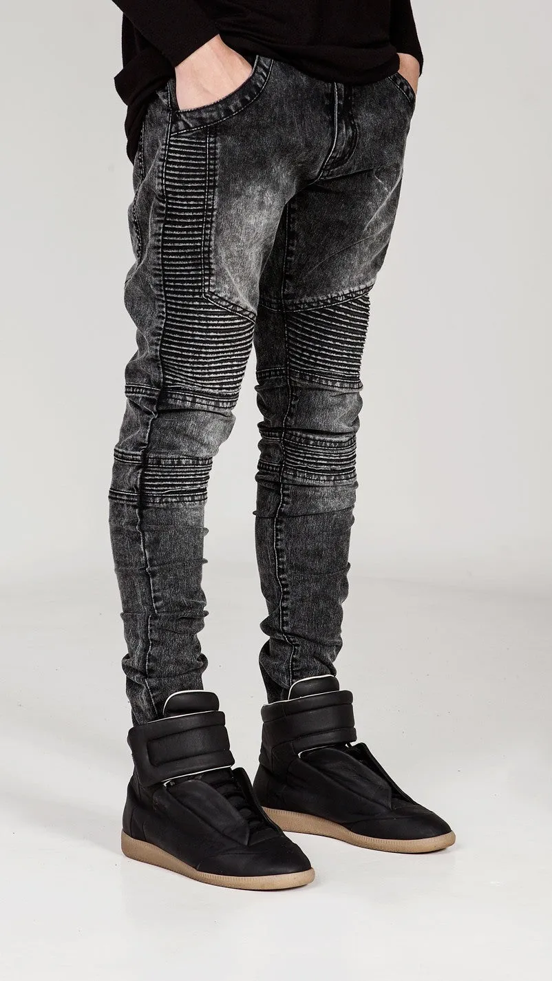 Hi-Street Ripped Slim Fit Biker Jeans