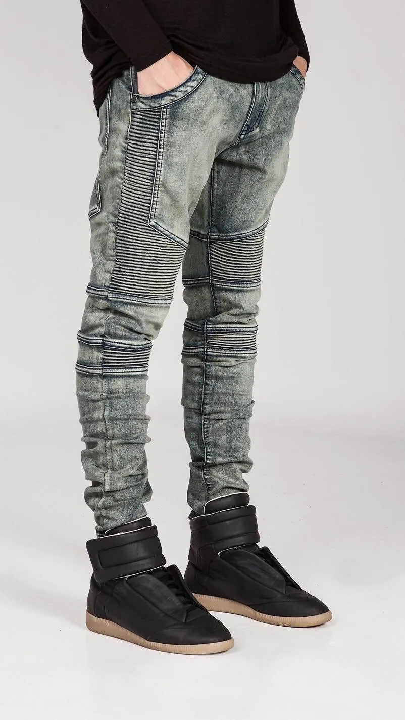 Hi-Street Ripped Slim Fit Biker Jeans