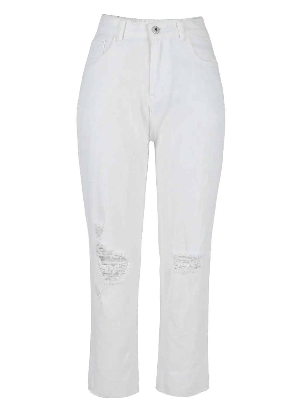 High Waist Ripped Boyfriend Jeans