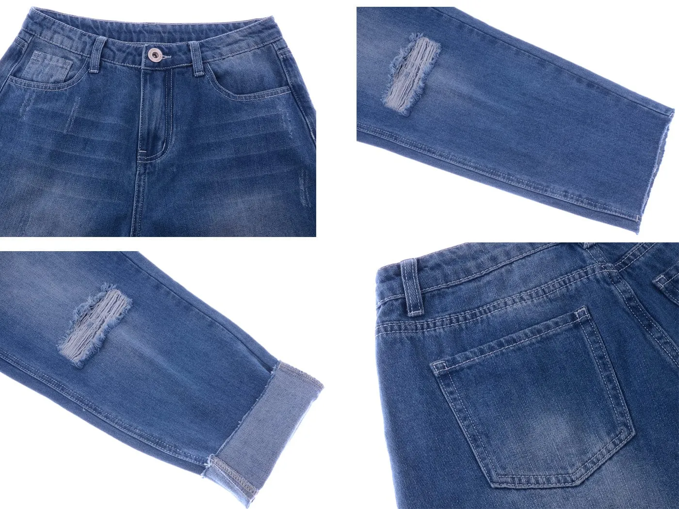High Waist Ripped Boyfriend Jeans