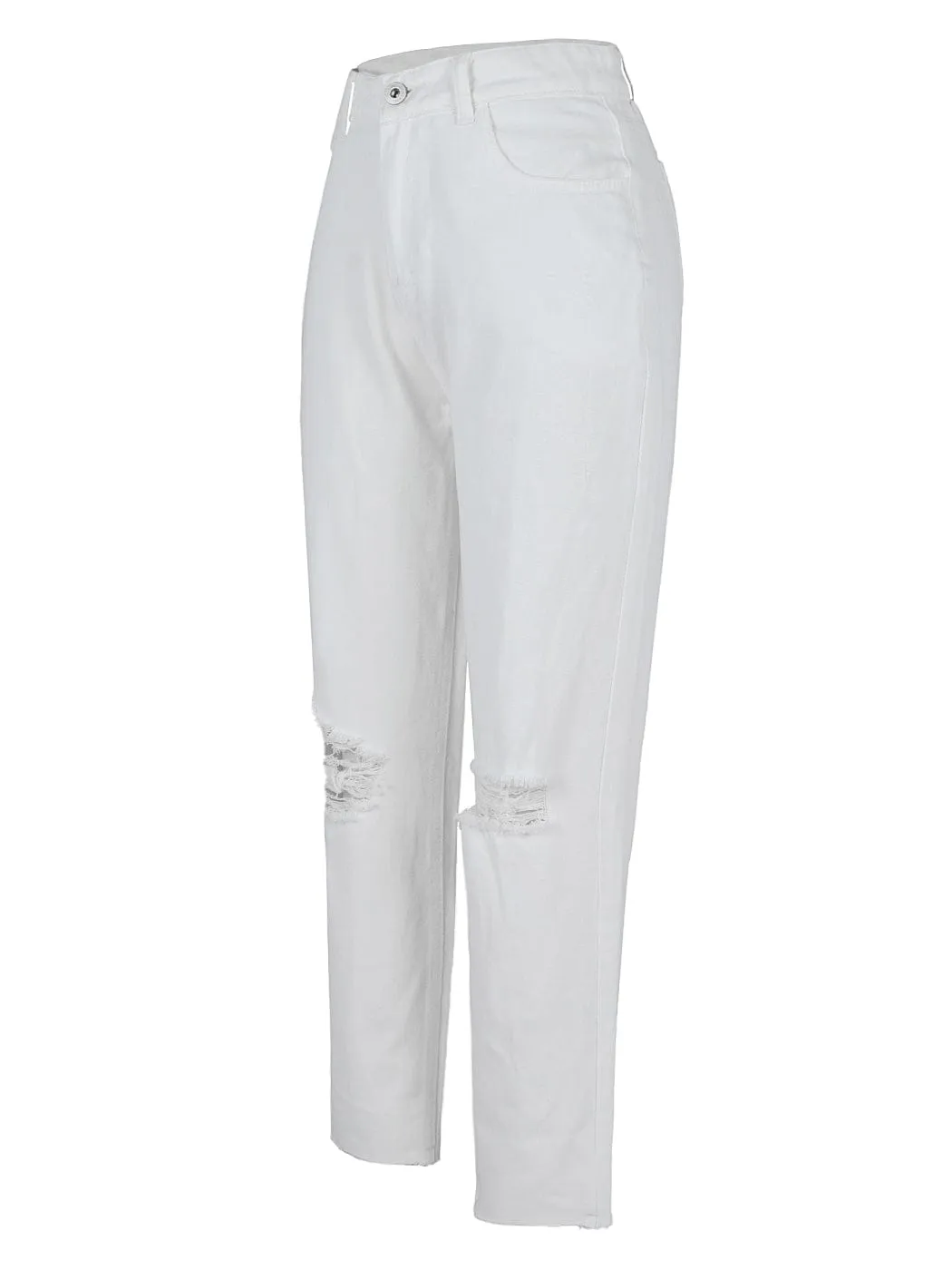 High Waist Ripped Boyfriend Jeans
