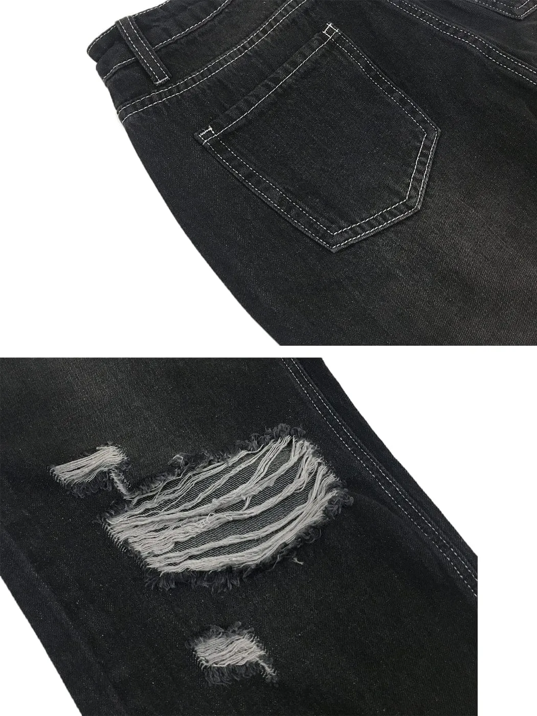 High Waist Ripped Boyfriend Jeans