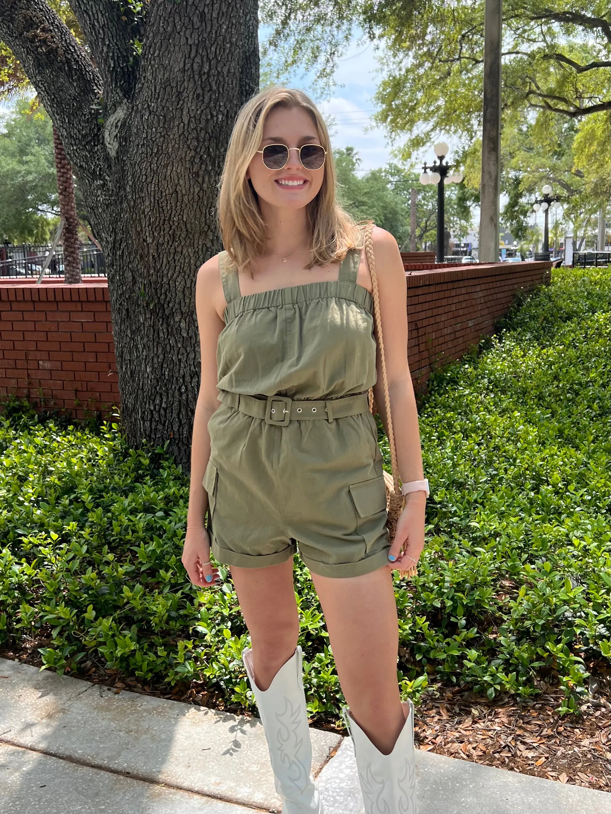 HUDSON UTILITY ROMPER IN OLIVE