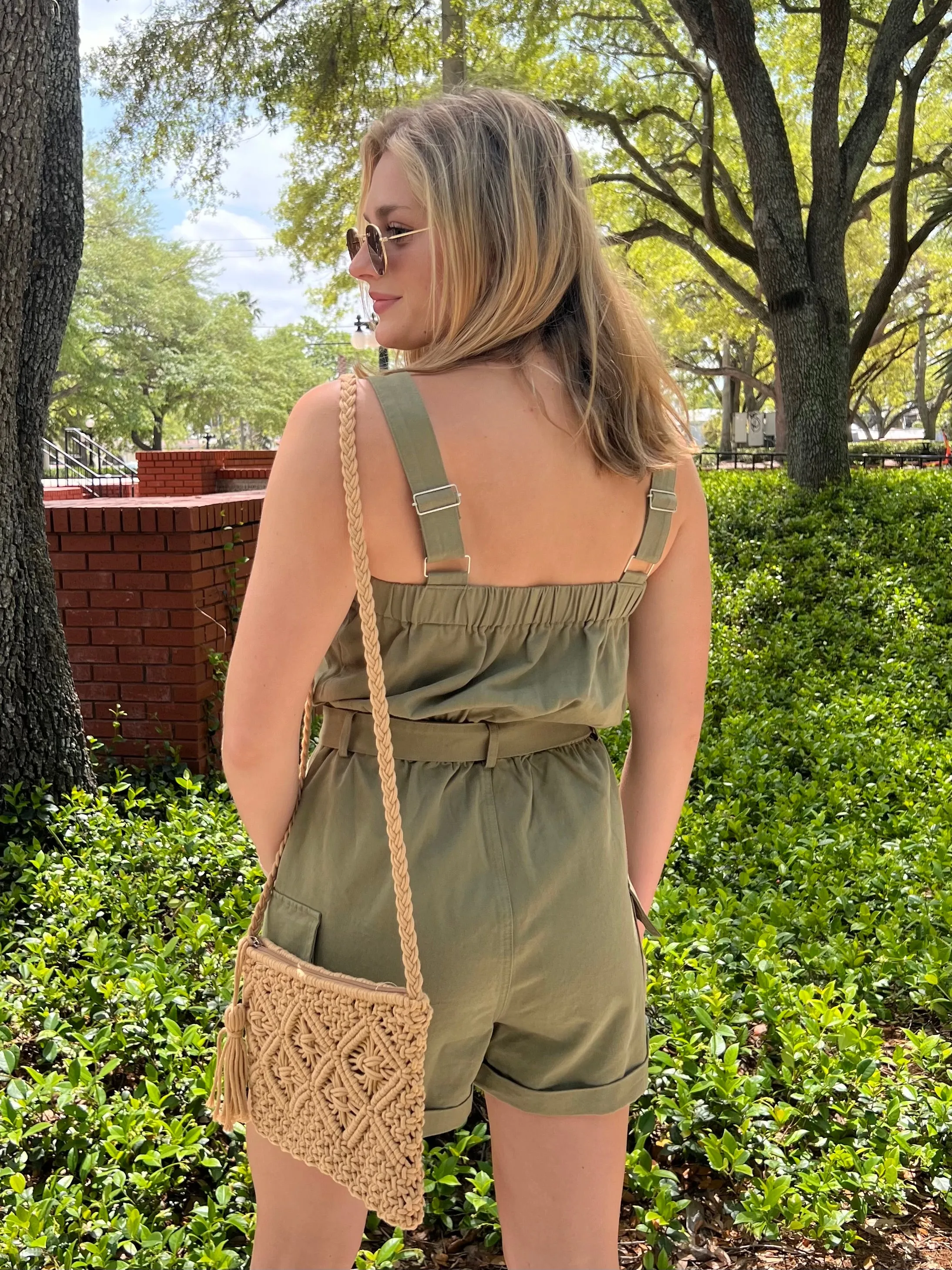 HUDSON UTILITY ROMPER IN OLIVE