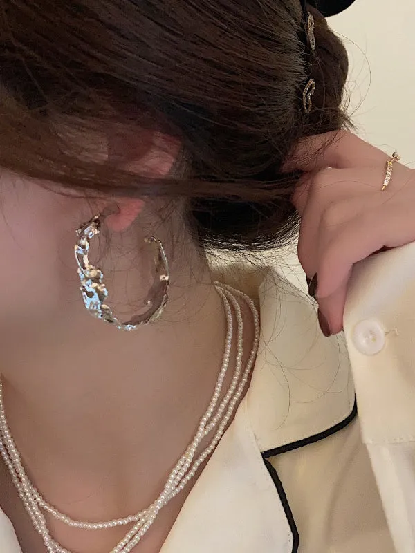 Irregularity Hood Pleated Solid Color Earrings Accessories
